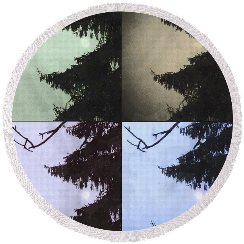 Moon Round Beach Towel featuring the photograph Moon and Tree by Photographic Arts And Design Studio