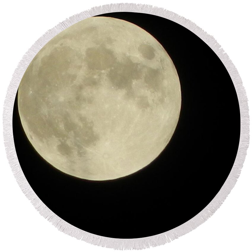 Moon Round Beach Towel featuring the photograph Moon Glow by Kathy Barney