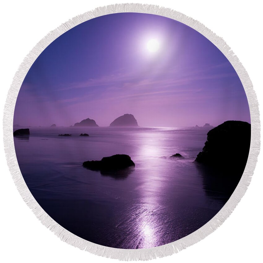 California Round Beach Towel featuring the photograph Moonlight Reflection by Chad Dutson