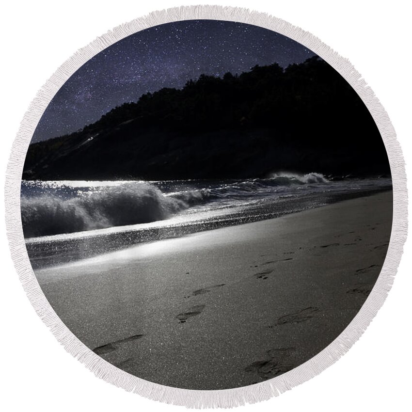 Beach Round Beach Towel featuring the photograph Moonshine Beach by Brent L Ander
