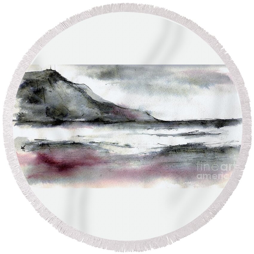 Light Round Beach Towel featuring the drawing Morning light by Karina Plachetka