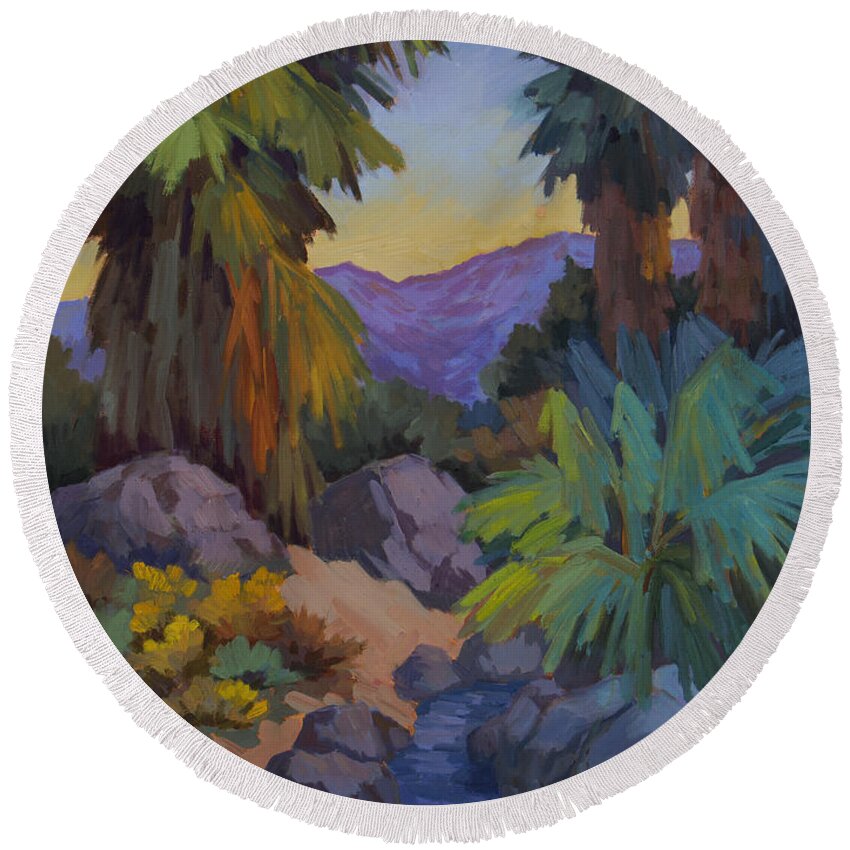 Desert Round Beach Towel featuring the painting Morning Shade 2 by Diane McClary