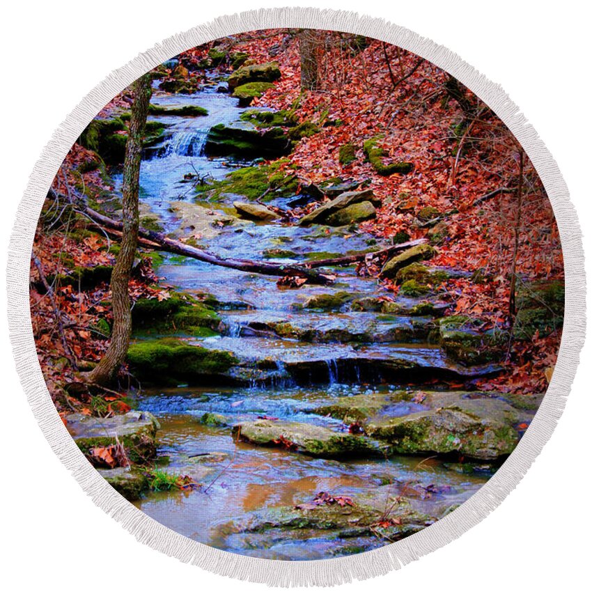 Moss Round Beach Towel featuring the photograph Mossy Creek by Cricket Hackmann