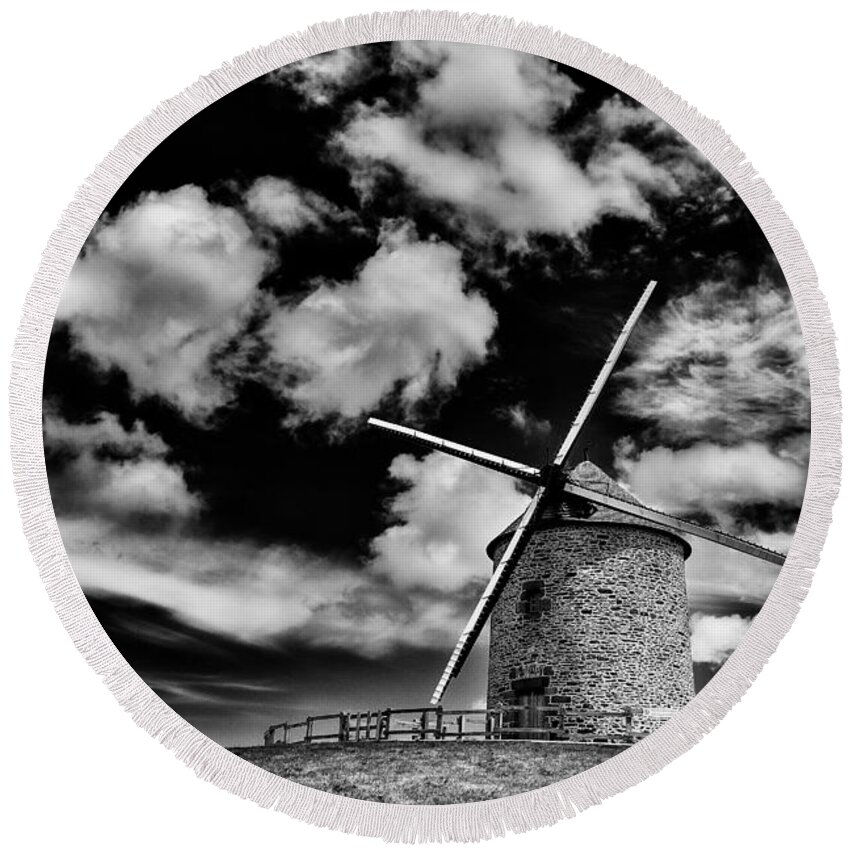 Moulin De Moidrey Round Beach Towel featuring the photograph Moulin de Moidrey Deux by Nigel R Bell