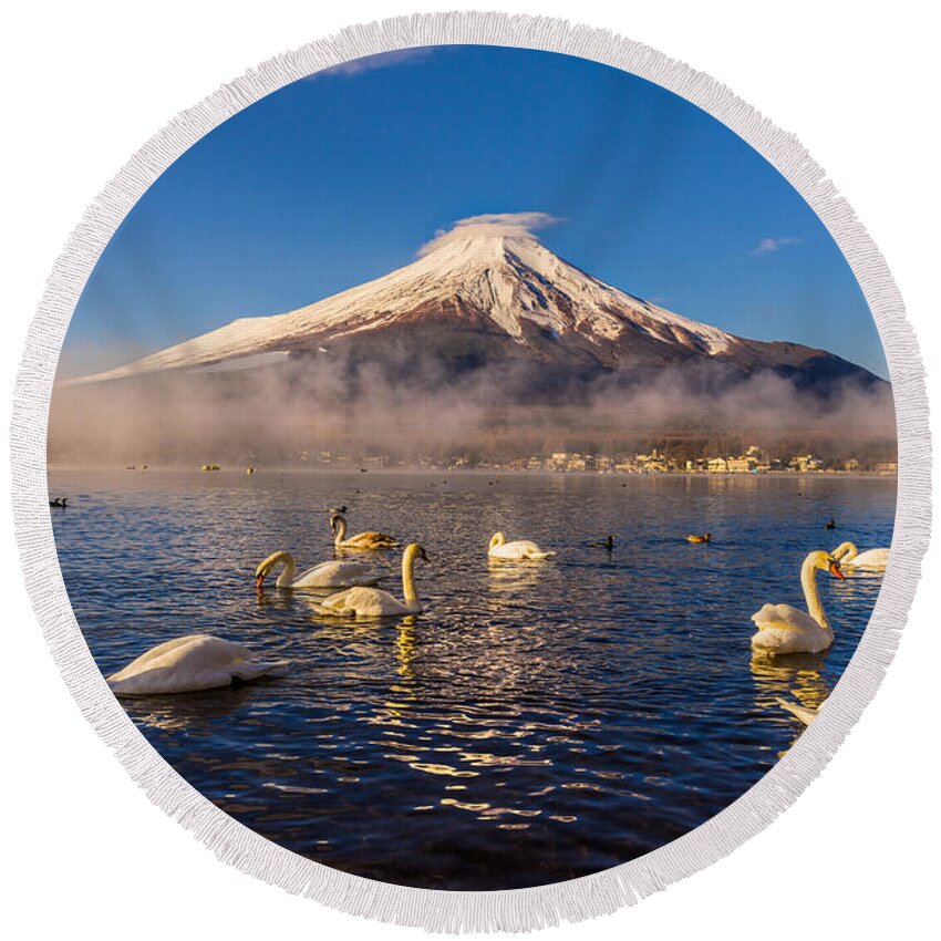 Autumn Round Beach Towel featuring the photograph Mount Fuji - Japan by Luciano Mortula