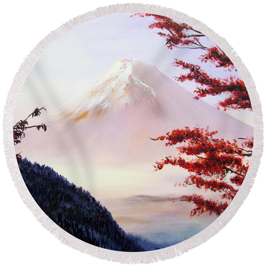 Mount Round Beach Towel featuring the painting Mount Fuji by Alexandra Louie