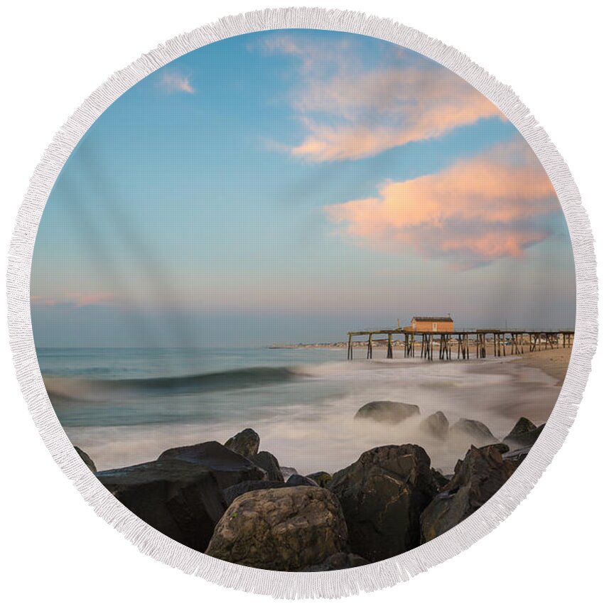 New Jersey Round Beach Towel featuring the photograph Move Over Moon by Kristopher Schoenleber