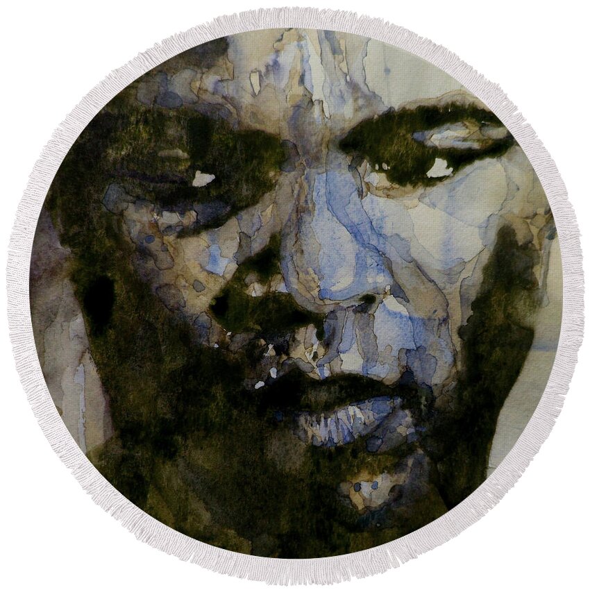 Muhammad Ali Round Beach Towel featuring the painting Muhammad Ali A Change Is Gonna Come by Paul Lovering