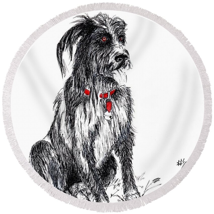 Pen And Ink Round Beach Towel featuring the painting Murphy by Bill Searle
