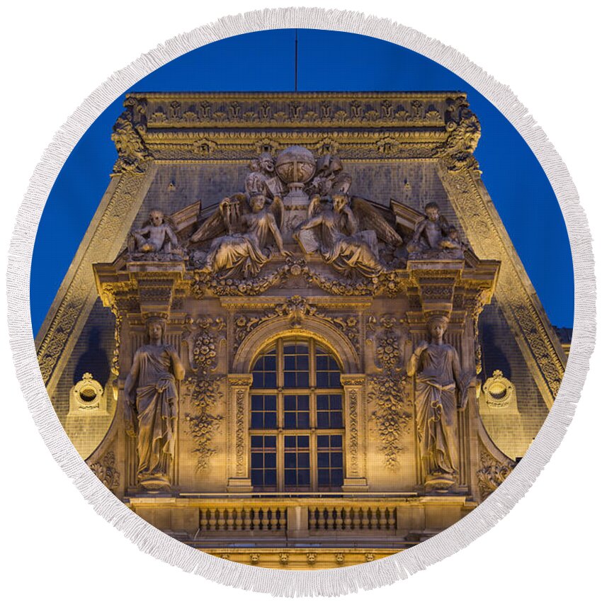 Paris Round Beach Towel featuring the photograph Musee du Louvre - Roof - Paris by Brian Jannsen