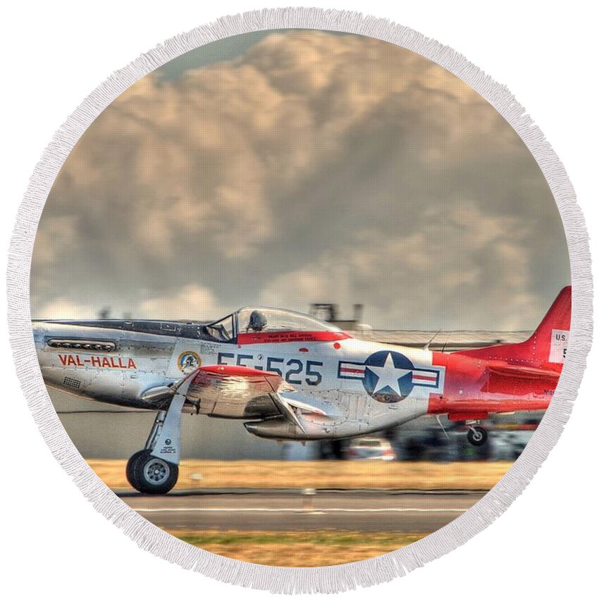 P51 Mustang Round Beach Towel featuring the photograph Mustang 2 by Jeff Cook