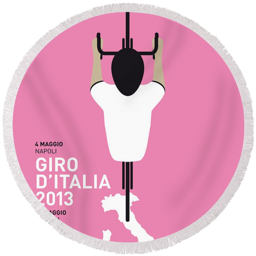2013 Round Beach Towel featuring the digital art My Giro D'italia Minimal Poster by Chungkong Art