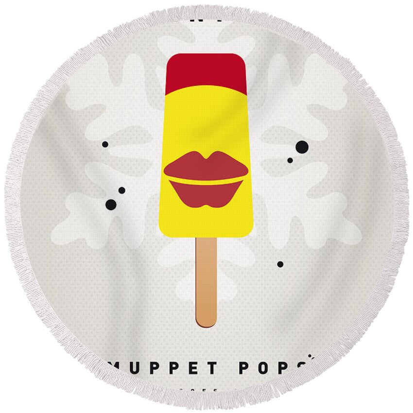 Muppets Round Beach Towel featuring the digital art My MUPPET ICE POP - Janice by Chungkong Art