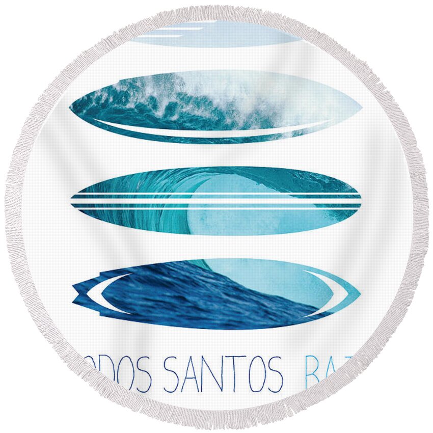 Mexico Round Beach Towel featuring the digital art My Surfspots poster-6-Todos-Santos-Baja by Chungkong Art