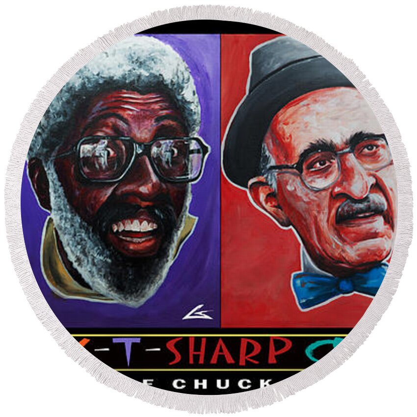 Barber Round Beach Towel featuring the painting My-t-sharp Crew by Shop Aethetiks