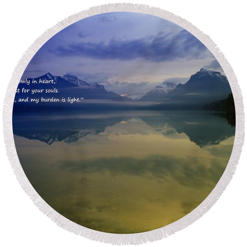 Matthew 11-28 Round Beach Towel featuring the photograph My Yoke Is Easy by Jeff Swan