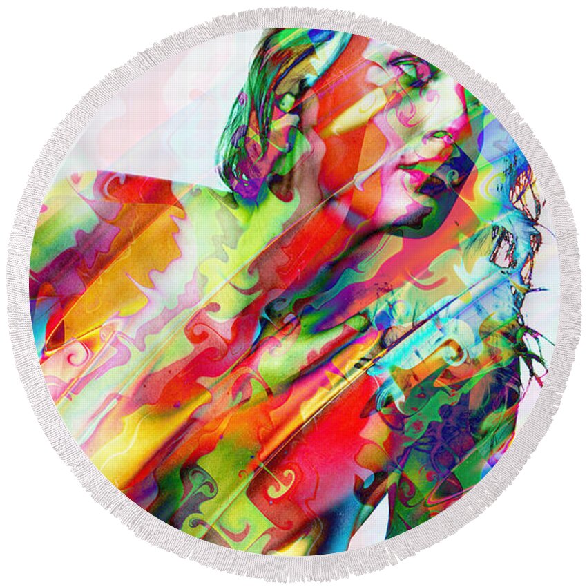 Myriad Of Colors Round Beach Towel featuring the mixed media Myriad of Colors by Kiki Art