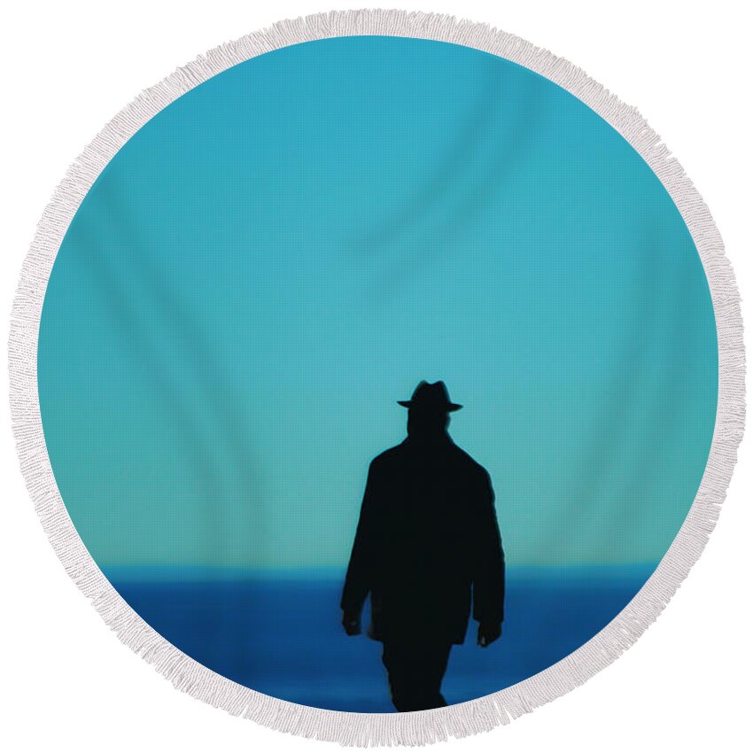 Man Round Beach Towel featuring the photograph Mysterious Man by Karol Livote