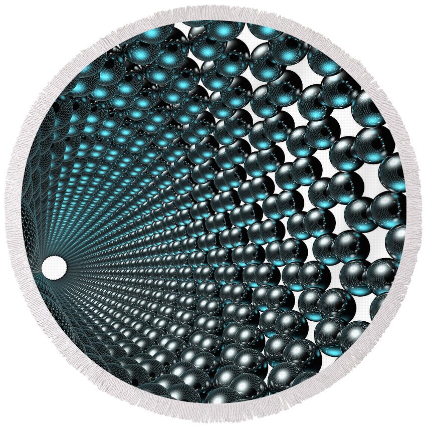 Allotrope Round Beach Towel featuring the digital art Nanotube #12 by Russell Kightley