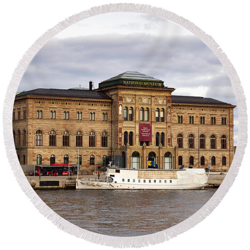 Finland Round Beach Towel featuring the photograph National Museum. Stockholm 2014 by Jouko Lehto