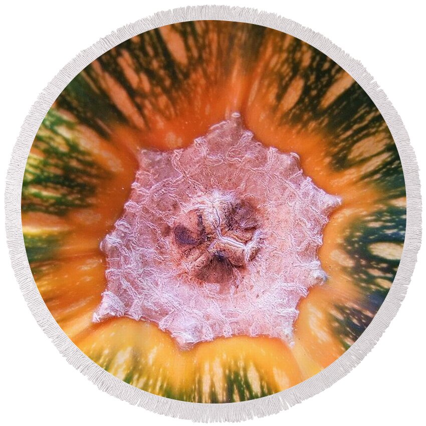 Nature Round Beach Towel featuring the photograph Pumpkin Abstract by Kae Cheatham