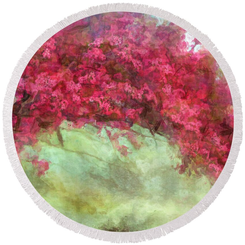 Arch Round Beach Towel featuring the photograph Natural Arch Cherry Tree - Digital Paint II by Debbie Portwood