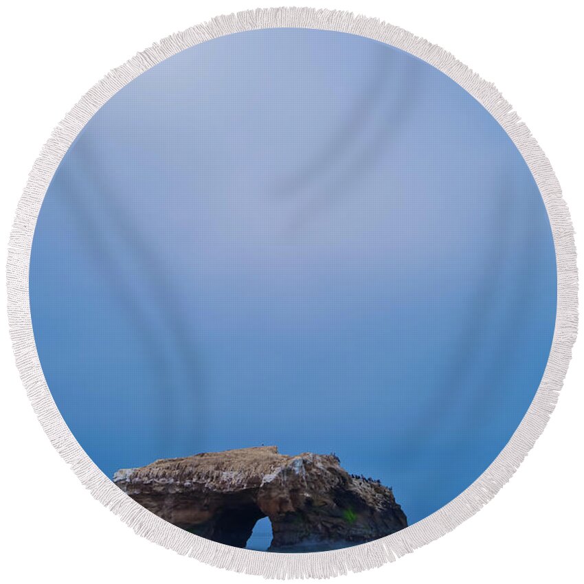 Landscape Round Beach Towel featuring the photograph Natural Bridge and Its Reflection by Jonathan Nguyen