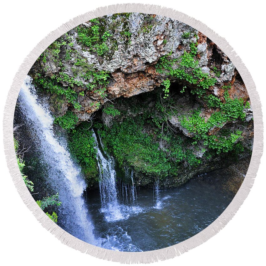 Scenery Round Beach Towel featuring the photograph Natural Falls State Park Ok by Nava Thompson