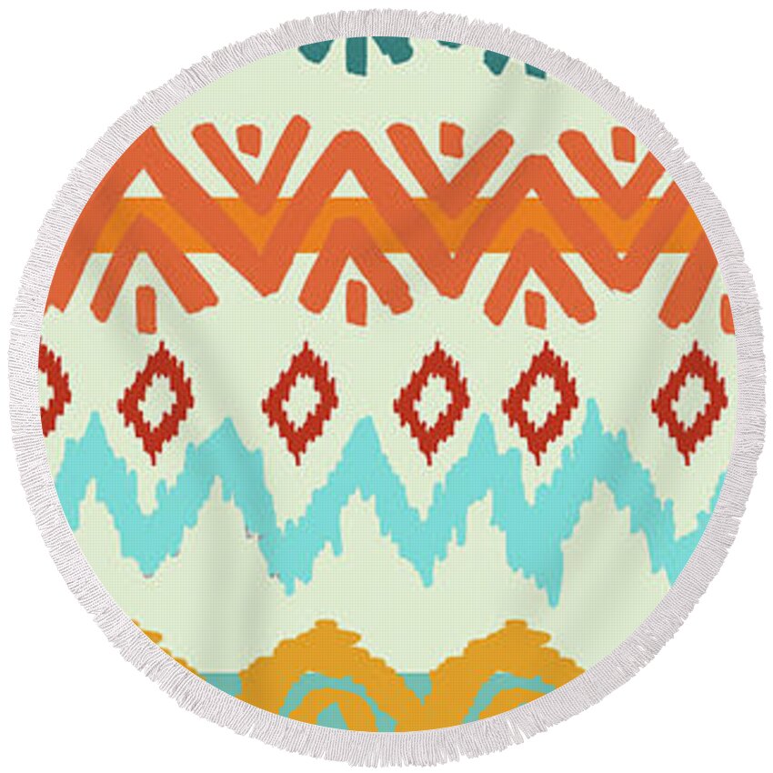 Navajo Round Beach Towel featuring the digital art Southwest Pattern I by Nicholas Biscardi