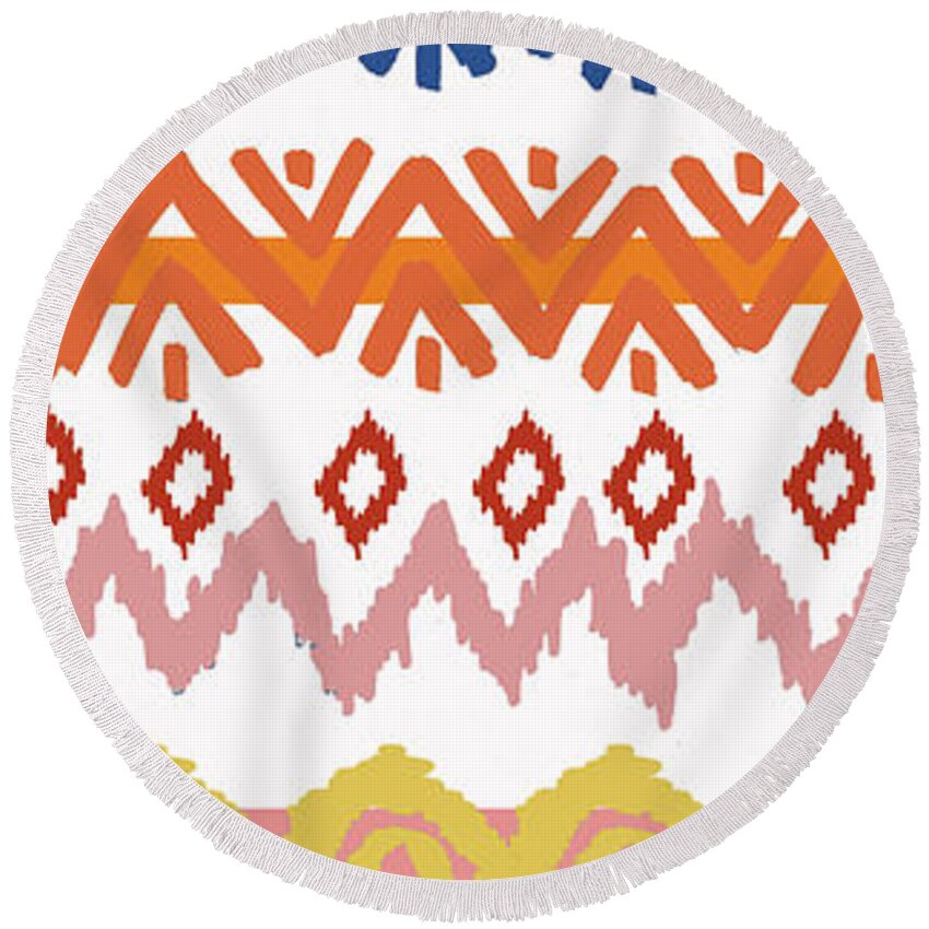 Navajo Round Beach Towel featuring the digital art Southwest Pattern III by Nicholas Biscardi