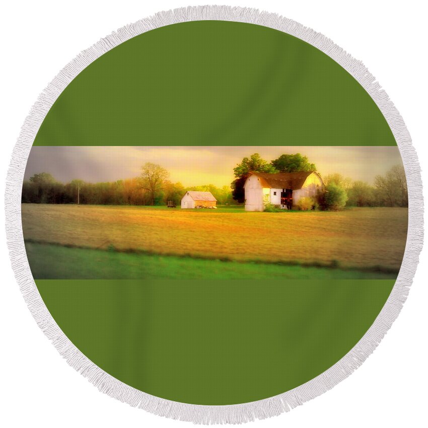 Pastoral Round Beach Towel featuring the photograph near East Troy WI by Jodie Marie Anne Richardson Traugott     aka jm-ART
