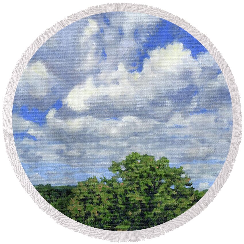 Summer Landscape Round Beach Towel featuring the painting Nearly September by Bruce Morrison