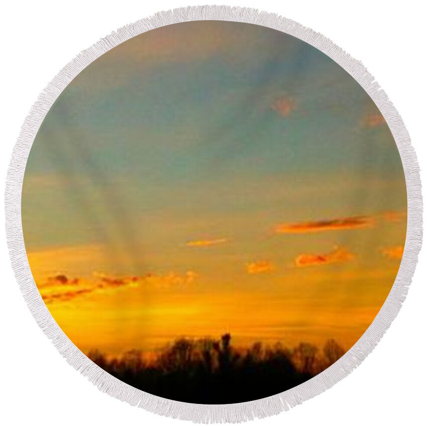 Durham Round Beach Towel featuring the photograph New Day by Linda Bailey