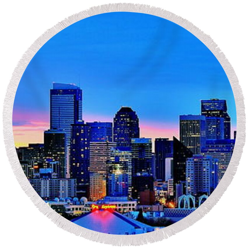 Seattle Round Beach Towel featuring the photograph New Seattle Day by Benjamin Yeager