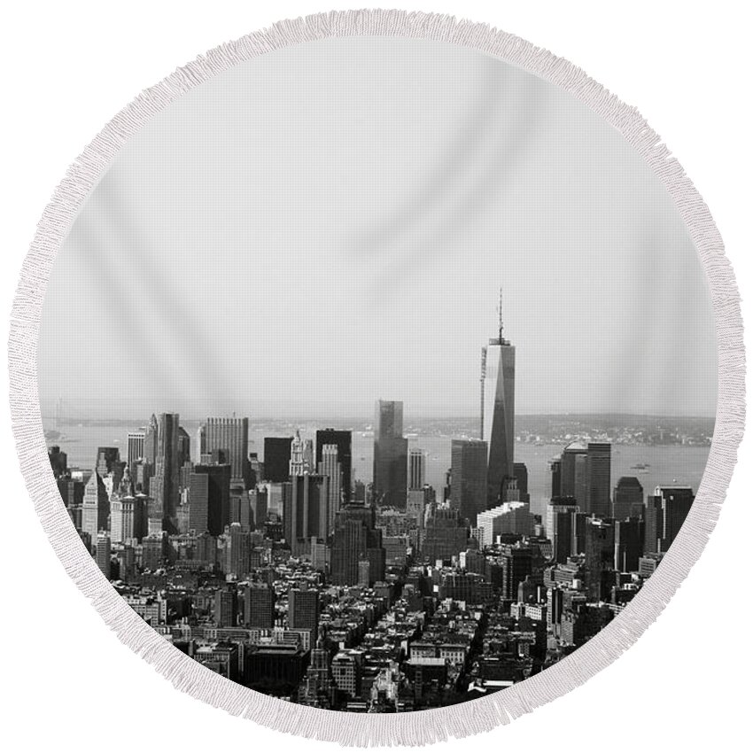 #faatoppicks Round Beach Towel featuring the photograph New York City by Linda Woods