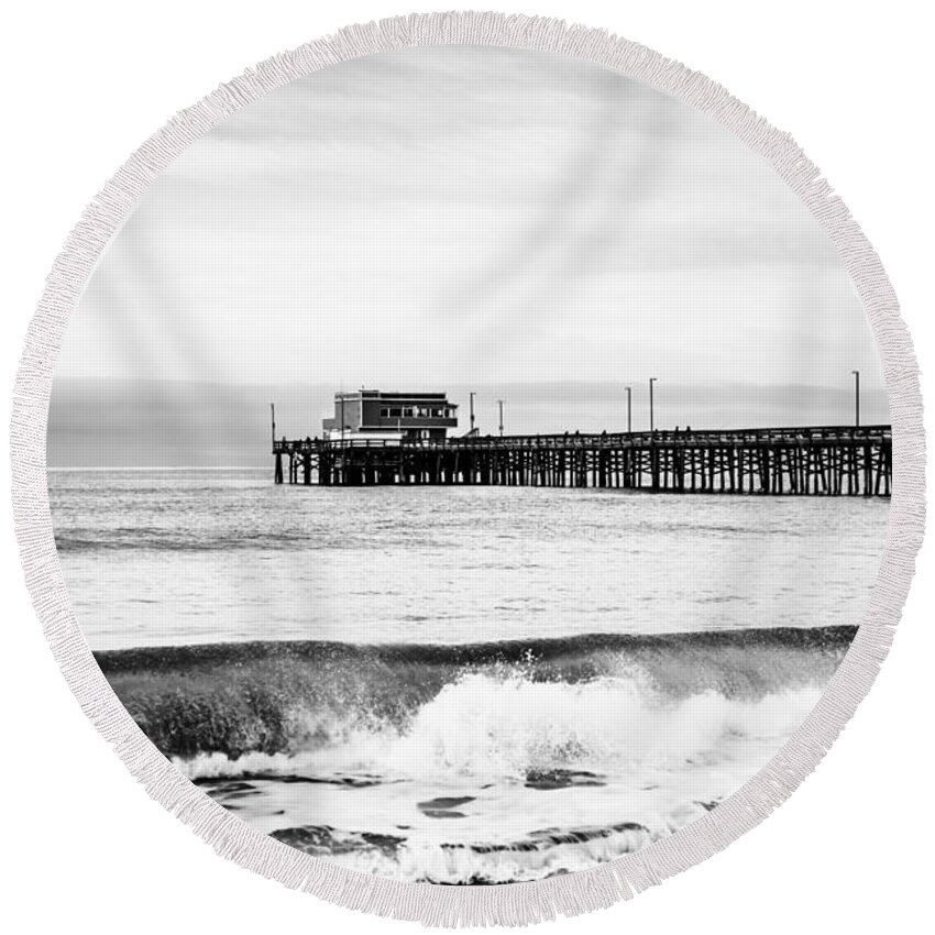Newport Beach Round Beach Towel featuring the photograph Newport Beach Pier by Paul Velgos