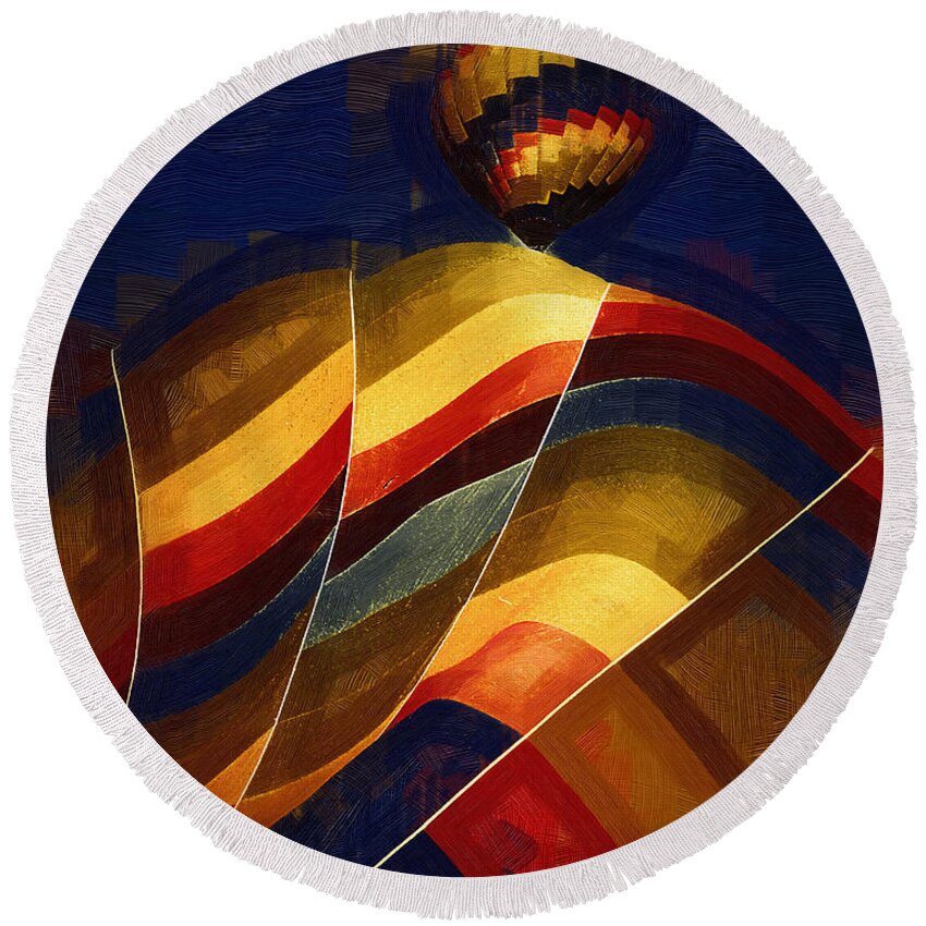 Hot Air Balloons Round Beach Towel featuring the digital art Next To Go by Kirt Tisdale