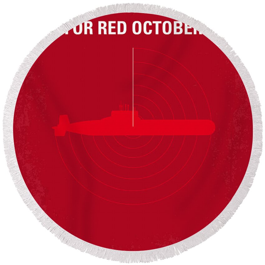 The Hunt For Red October Round Beach Towel featuring the digital art No198 My The Hunt for Red October minimal movie poster by Chungkong Art
