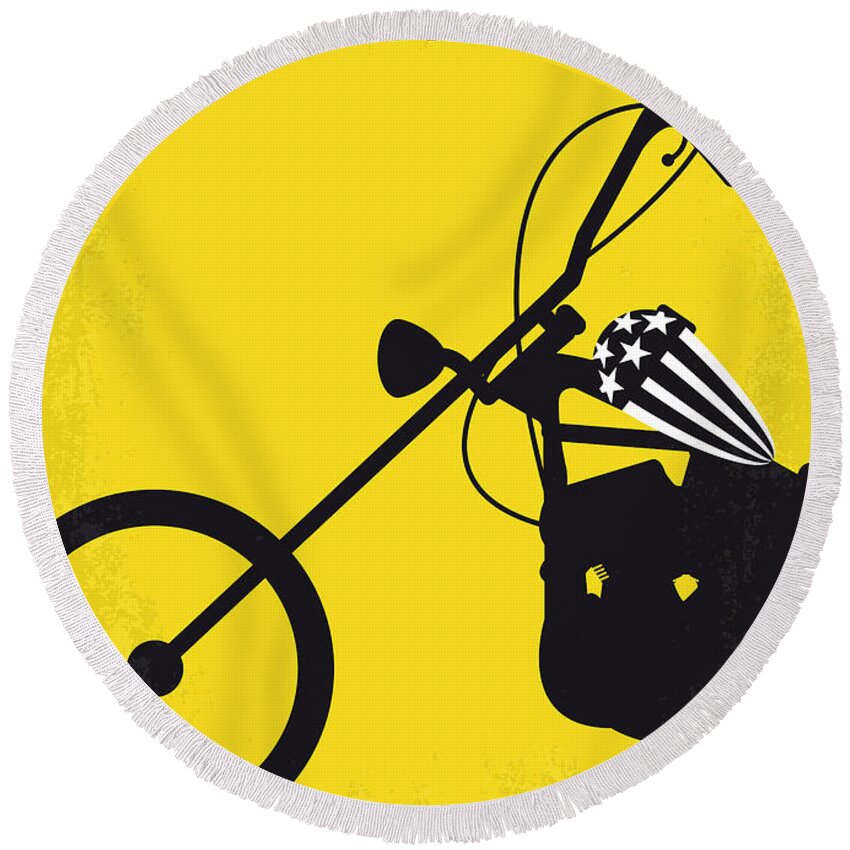Easy Rider Round Beach Towel featuring the digital art No333 My EASY RIDER minimal movie poster by Chungkong Art
