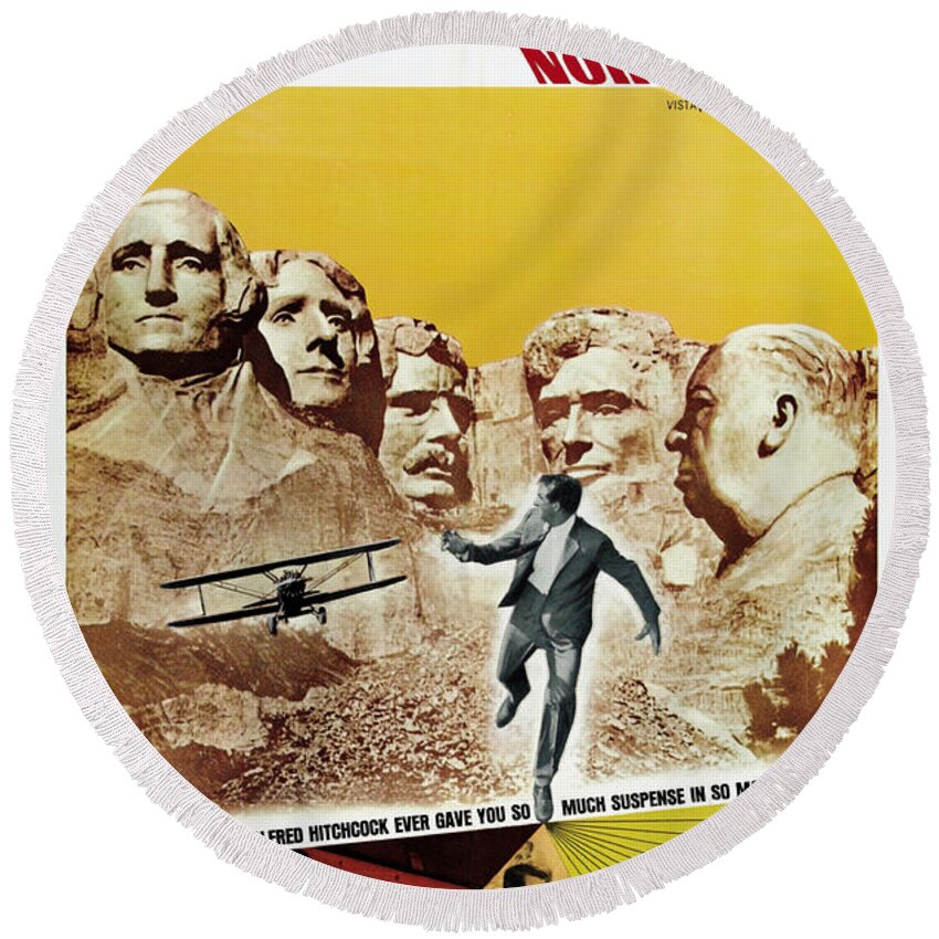 Movie Poster Round Beach Towel featuring the photograph North by Northwest - 1959 by Georgia Clare