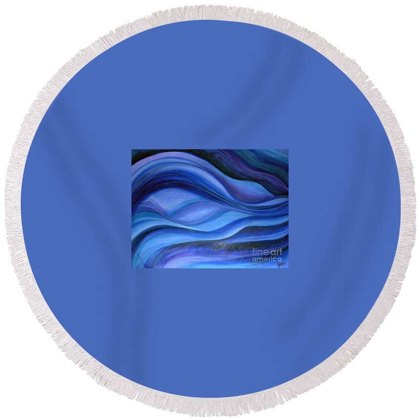Northern Lights Round Beach Towel featuring the painting Northern Lights by Lynellen Nielsen