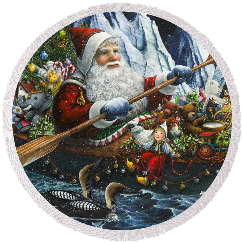 Santa Claus Round Beach Towel featuring the painting Northern Passage by Lynn Bywaters