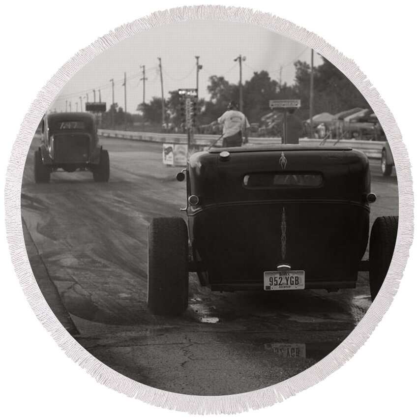 Transportation Round Beach Towel featuring the photograph Nostalgia Drags by Dennis Hedberg