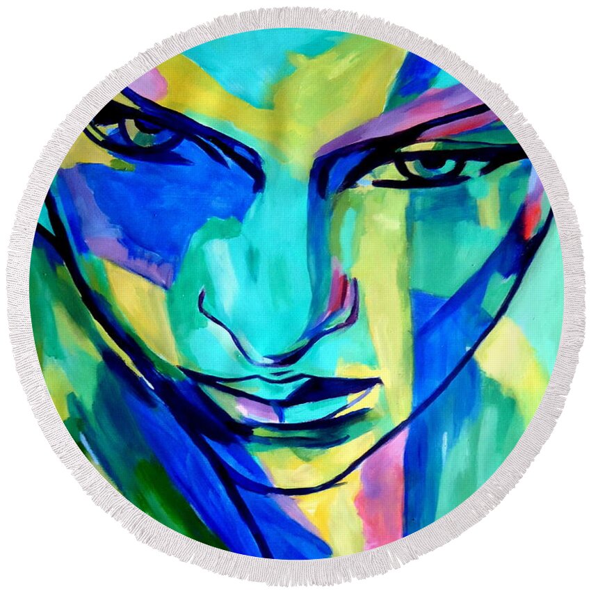 Art Round Beach Towel featuring the painting Numinous emotions by Helena Wierzbicki