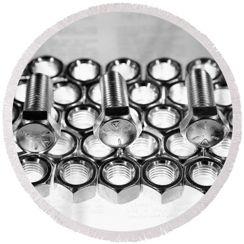 Nuts Round Beach Towel featuring the photograph Nuts and Bolts by David Andersen