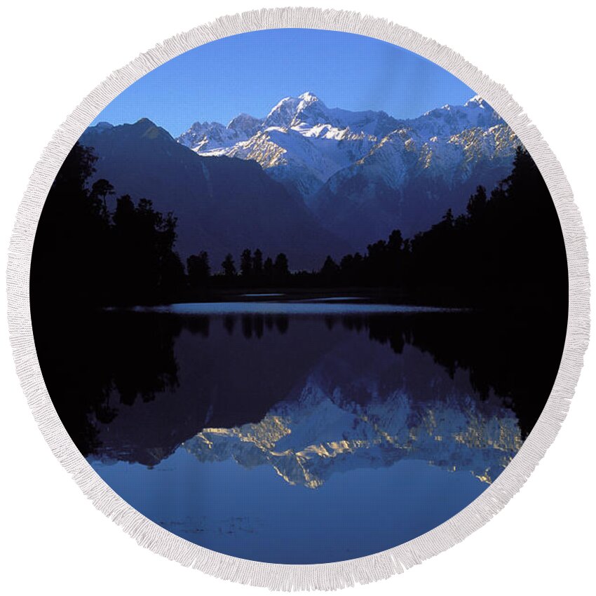 Alps Round Beach Towel featuring the photograph New Zealand Alps by Steven Ralser