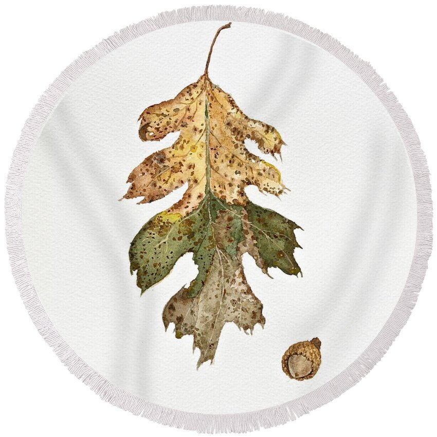 Oak Round Beach Towel featuring the painting Oak Study by Michele Myers