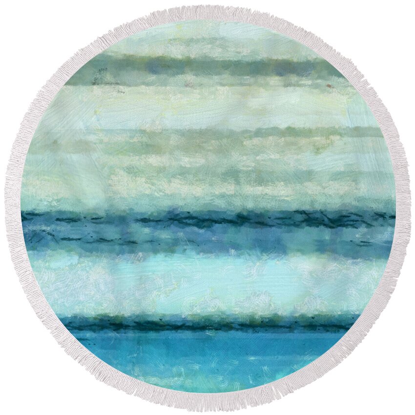 Ocean Round Beach Towel featuring the mixed media Ocean 4 by Angelina Tamez