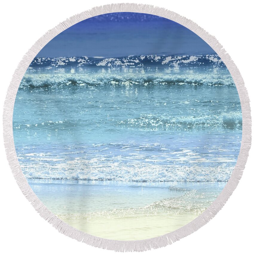 Water Round Beach Towel featuring the photograph Ocean colors abstract by Elena Elisseeva