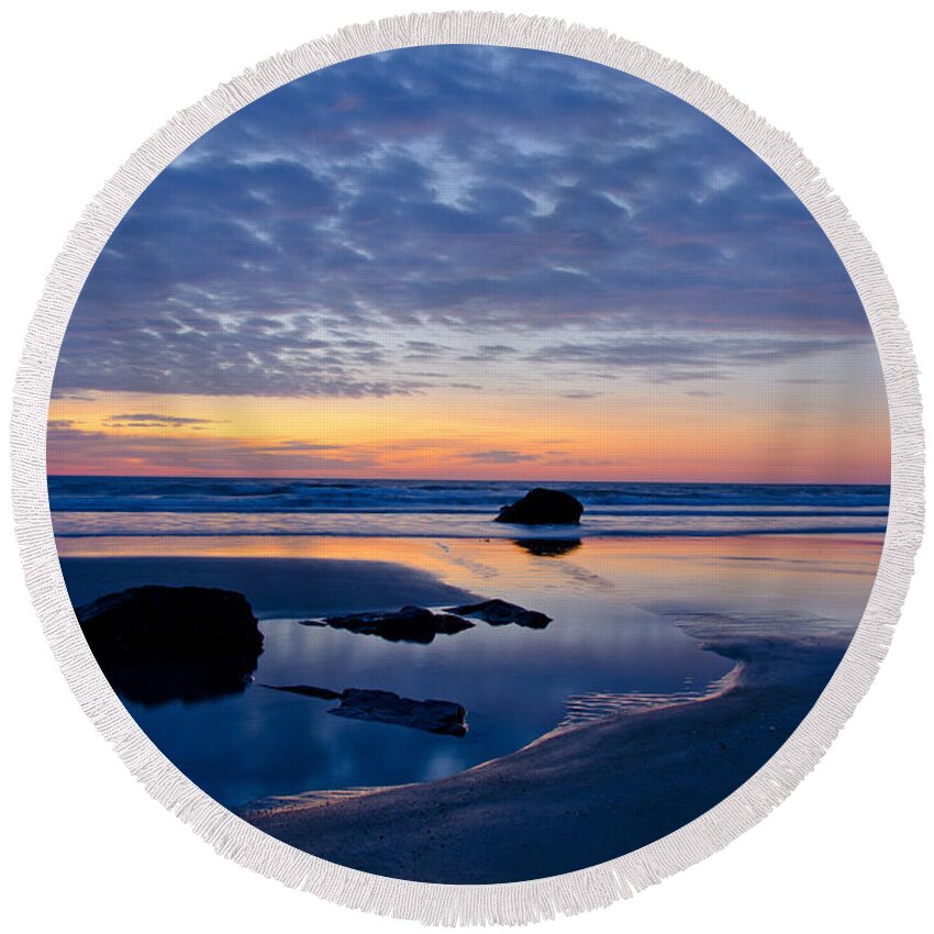 Beach Round Beach Towel featuring the photograph Ocean Sunrise by Donna Doherty